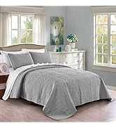 Quilt Set King/Cal King/California King Size Dark Grey - Oversized Bedspread - Soft Microfiber Li...