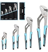 SHALL 3-Piece Groove Joint Pliers Set (12, 9-1/2, 7 Inch), Push-Lock Water Pump Pliers In Cr-v St...