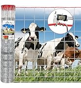 Heavy Duty Farm Fence 4x100FT, 12 Gauge Galvanized Wire, 2x4 Inch Mesh, Durable No-Climb Horse Fe...