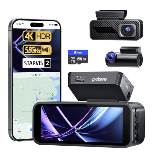 Pelsee P1 Pro 4K Dash Cam Front and Rear