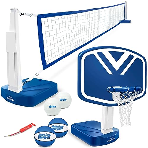 GoSports Splash Hoop 2-in-1 Pool Basketball Hoop & Volleyball Net Game Se