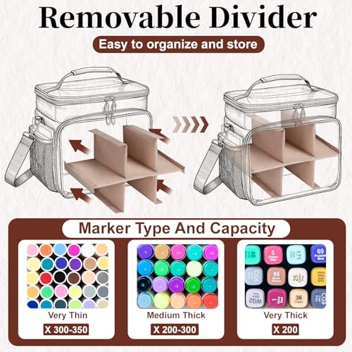 Double-Layer Marker Bag with Removable Dividers