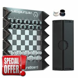 VENTUREBOARD 6 Inches Magnetic Unique Chess Set Board Game - 2 Extra Queens - Folding Board