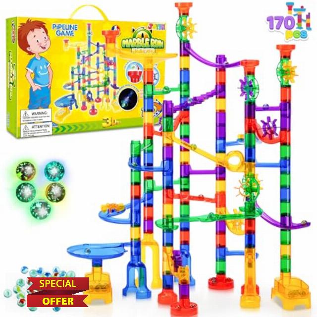 JOYIN 170Pcs Glowing Marble Run