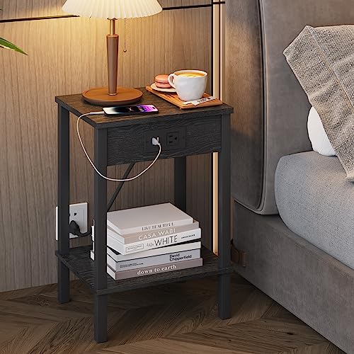 Nightstands with 2-Tier Storage Shelves