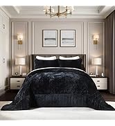Homzard Velvet California King Size Comforter Sett, Olive Green Bedding Set (118”*106”) with 2 Pi...