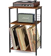 2BHOME 3-Tier Vinyl Storage Cabinet Table Record Player Stand, Vinyl Record Storage with Cabinet,...