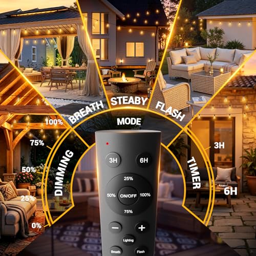 Waterproof Patio Lights with 72+2 Shatterproof LED Bulbs