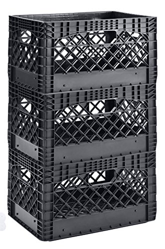 Muscle Rack PMK24QTB-3 24 quart 3 Pack black Heavy Duty Rectangular Stackable Dairy Milk Crates