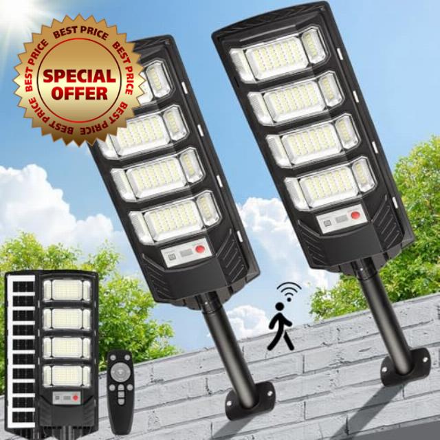 Solar Flood Lights Outdoor LED: 2 Pack Solar Street Lights Outdoor Waterproof Dusk to Dawn 12000 Lumen Solar Powered Wall Mount Lamp Motion Sensor Security Remote Control for Yard Parking Driveway