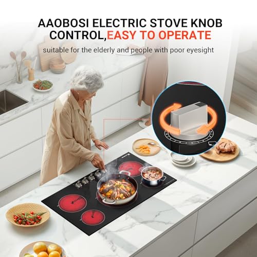 5 Burner 9000W Built-In Ceramic Stove Top with Knob Controls
