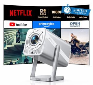 Smart Projector [Built-in Apps/4K Support/2026 Upgraded] with WiFi and Bluetooth