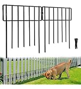 Thrivinest Decorative Garden Fence 21in x10ft, 10 Pack Rustproof Metal No Dig Fence Animal Barrie...