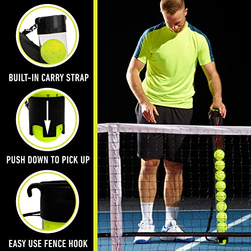 Tennis + Padel Ball Hopper Tubes - (15) Tennis/Padel Ball + (13) Pickleball Picker Upper Tubes - Quick Pickup + Storage - Balls Not Included