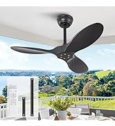 KBZZ 36 Inch White Ceiling Fan without Light,6 Speeds,Reversible Silent DC motor,3 ABS Blades,Mod...