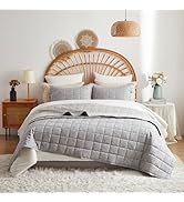 softpage Midnight Pinstripe Quilts Queen Size, Cotton Queen Quilt Set Stone Washed with Black Str...