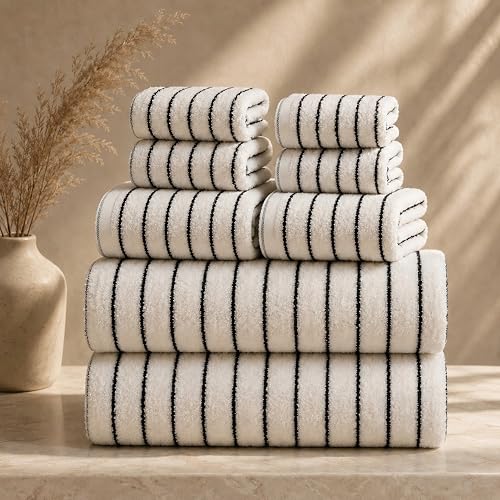 Cotton Striped Bath Towels for Bathroom