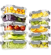 S SALIENT 18 Pieces Glass Food Storage Containers with Lids,Airtight Glass Meal Prep Containers,G...