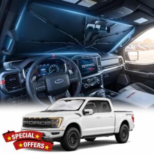 [2026 Upgraded] DooGooCoo Windshield Sun Shade Umbrella for Ford F150 F250 F350 F450 [100% Sunlight Blocked