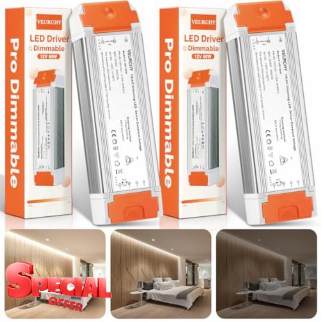 60W Dimmable LED Driver 12V DC Triac Constant Transformer