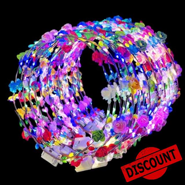 QSJQllo 50 Pcs LED Flower Crowns Headbands