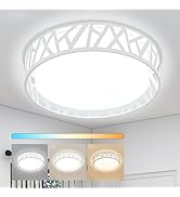 DLLT 35W Dimmable LED Ceiling Light Fixture with Remote, 18.5 Inch Round Close to Ceiling Lights ...