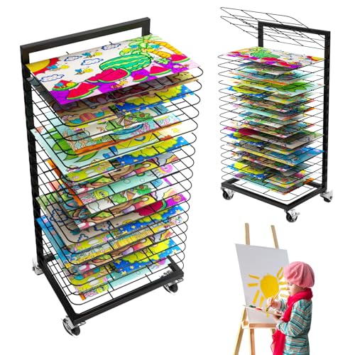 Mobile Lockable Wheels Art Drying Rack for Classroom/Preschool