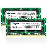 8GB Kit PC3L 12800S 1600 Sodimm RAM, Royemai 2x4GB DDR3L 1600MHz PC3 1.35V CL11 2RX8 Non-ECC Unbu...