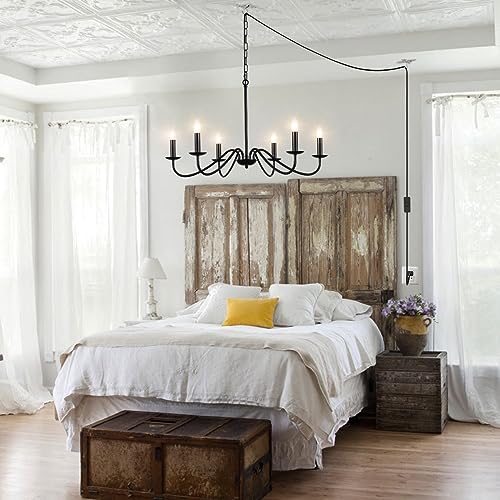 Plug in Ceiling Light Farmhouse Chandeliers for Dining Room Entryway Living Room