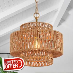 12.6" Rattan Pendant Light