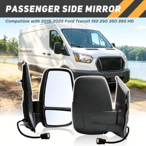 Right Side Mirror Assembly Power Glass Towing Without Signal Light Non Heated