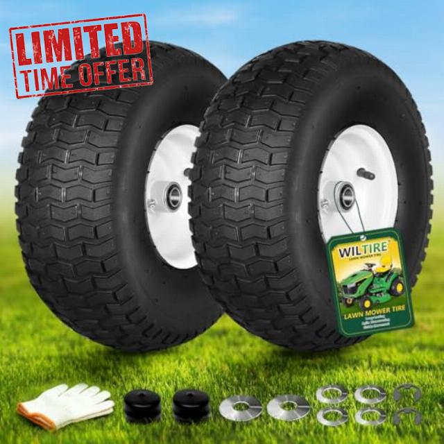 (2-Pack) 15x6.00-6nhs Lawn Mower Tires and Wheel for Riding Lawn Mower Front Tires
