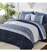 Dinjoy Boho Comforter Set Queen,Beige Brown Bedding Paisley Floral 7 Piece Bed in a Bag Reversibl...
