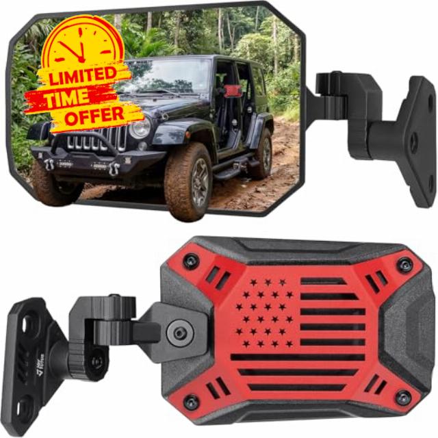 JOYTUTUS Red Wrangler Side Mirrors Doors Off Compatible with 1997-2018 Wrangler TJ JK JK Unlimited