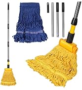 MASTERTOP Dust Mop for Floor Cleaning, Microfiber Floor Mop with 2 Washable Pads, Height Adjustab...