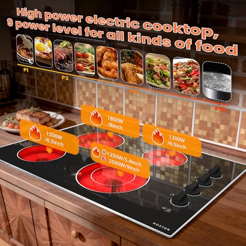 4 Burner Ceramic Cooktop with Glass Protection Metal Frame & Knob Control