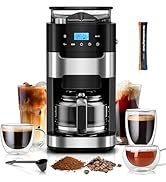 Kismile 10-Cup Digital Drip Coffee Maker with Built-In Grinder, Programmable, 12H Timer, Keep-War...