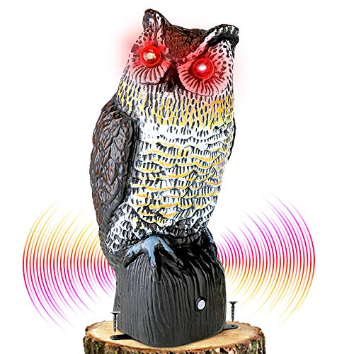 Brid Owl with Flashing Eyes&Frightening Sound for Garden Yard Outdoor (Large)