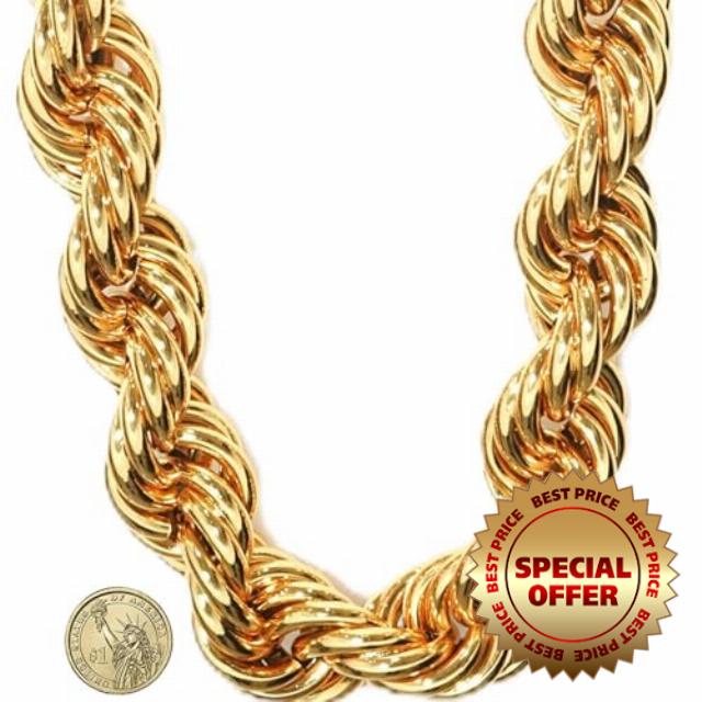 RUNDMC 24K Gold Dookie Rope Chain Big Rope Chain 80s Hiphop 16mm 20mm 30mm