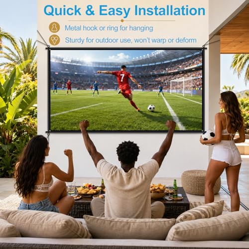 Wrinkle-Free Hanging Projection Screen for Room Wall