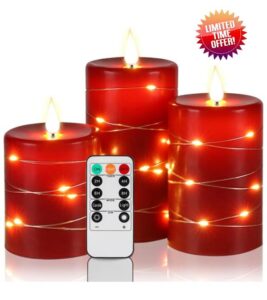 Upinmz Red Flameless Candle with Remote Control and Timer