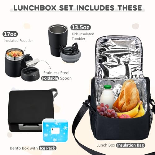 Kids Water Bottle & Portable Insulated Lunch Bag – Leakproof