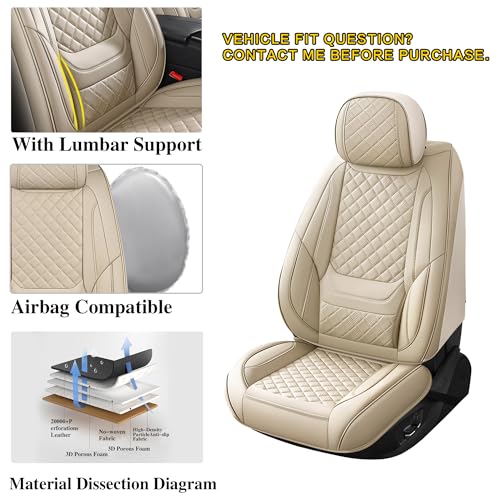 Beige Car Seat Covers Front Pair
