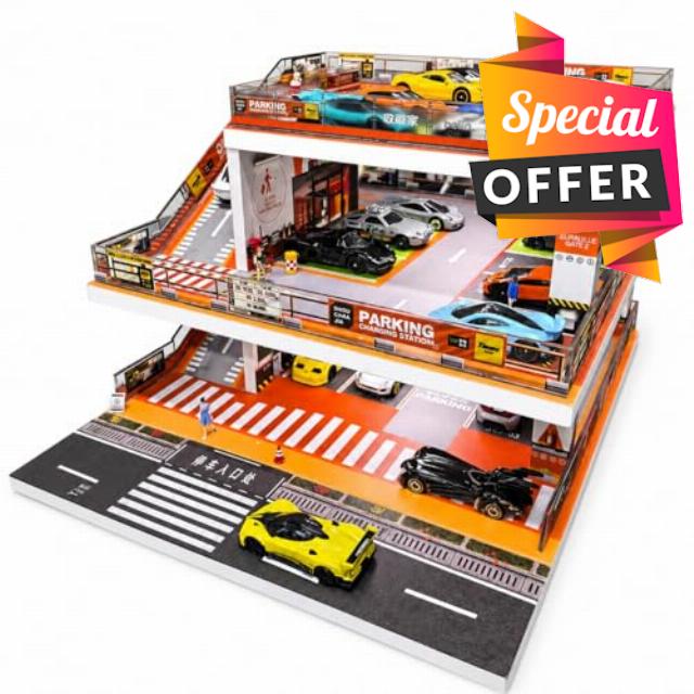 Display Case for Hot Wheels: Toy Car Garage Diorama with LED Lights