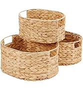 Vagusicc Storage Basket, Set of 2 Woven Water Hyacinth Storage Baskets, Foldable Wicker Storage B...