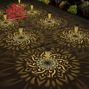 6 Pack Solar Lights Outdoor Garden Decorative Mandala Solar Garden Lights with Warm Light Waterproof Solar Pathway Landscape Lights for Path Backyard Walkway Yard Decor