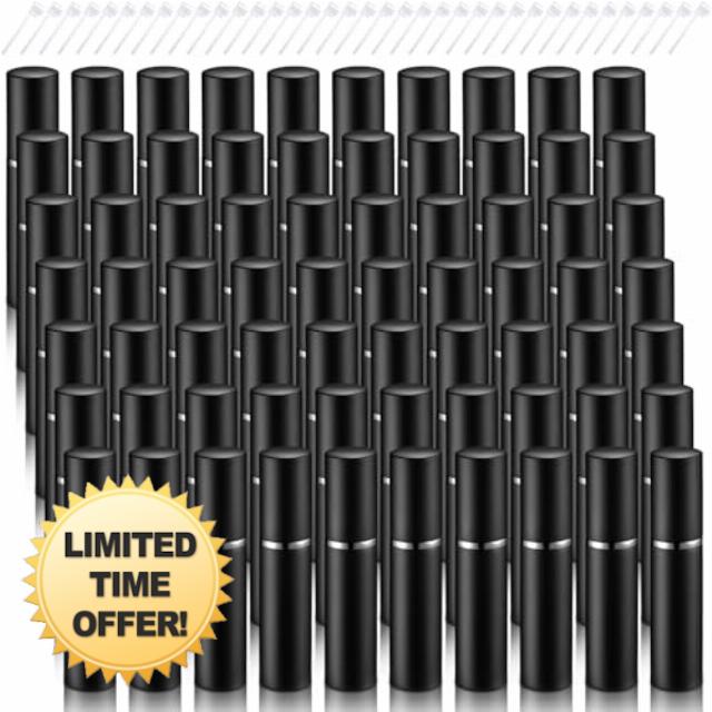 Motiskyy 70 Pcs 5 ml Refillable Perfume Atomizers Bulk - Mini Travel Cologne Sprayers with Refill Pump & Transfer Tool for Perfume Makers & Small Studios(Black)