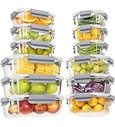 S SALIENT 18 Piece Glass Food Storage Containers with Lids, Meal Prep Containers for Food Storage...