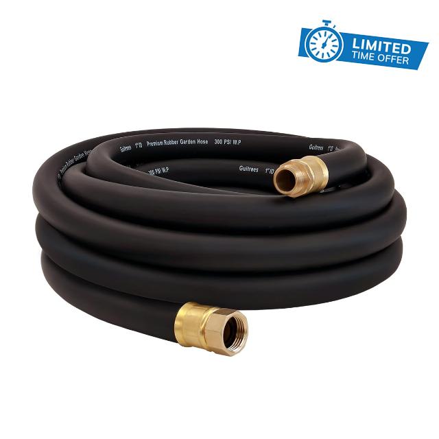 Guitrees 25FT ×1 inch Heavy Duty Rubber Garden Hose - 200psi Working