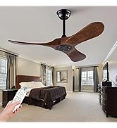 KBZZ Solid Wood Ceiling Fans without Lights,52 Inch Modern Ceiling Fan no Light with Remote Contr...